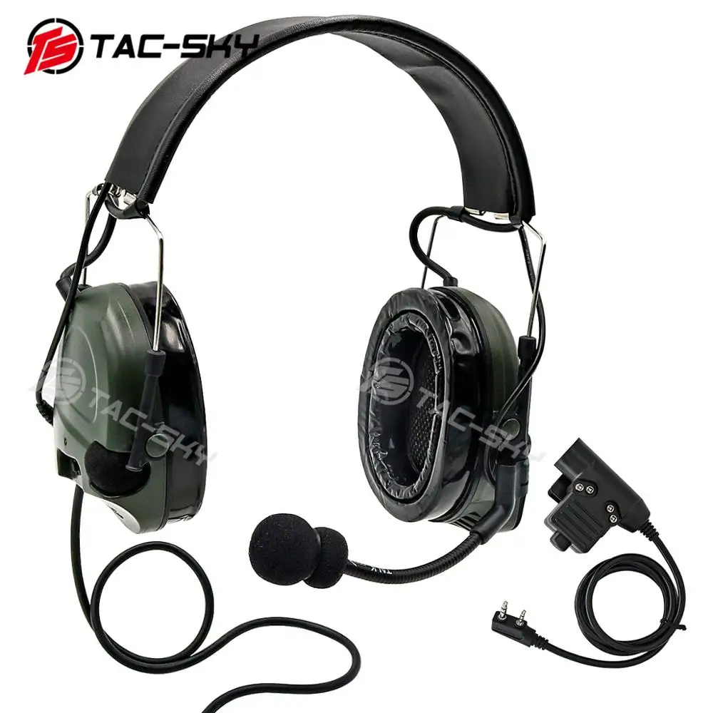 

TAC-SKY Tactical Headset COMTAC I Silicone Earmuff Version &Tactical U94 PTT kenwood Plug Walkie-Talkie Accessories