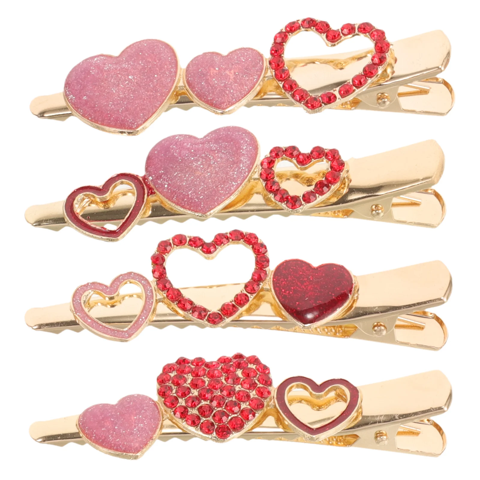 

4Pcs Heart Rhinestone Hair Clips Cute Decorative Metal Clips for Women Hair Accessories Party Wedding Birthday