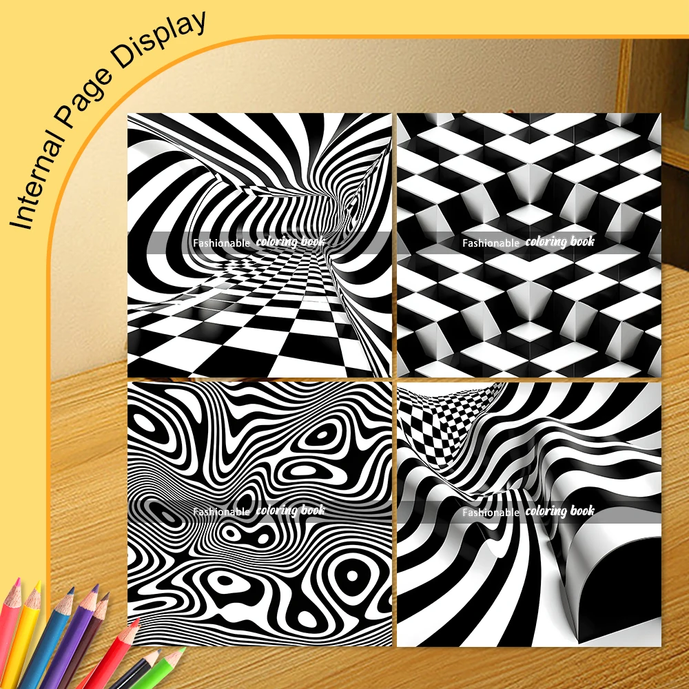 STEREOSCOPIC Patterns Coloring Book for Adults Cute Drawing Book Perfect Gift for Party and Birthday