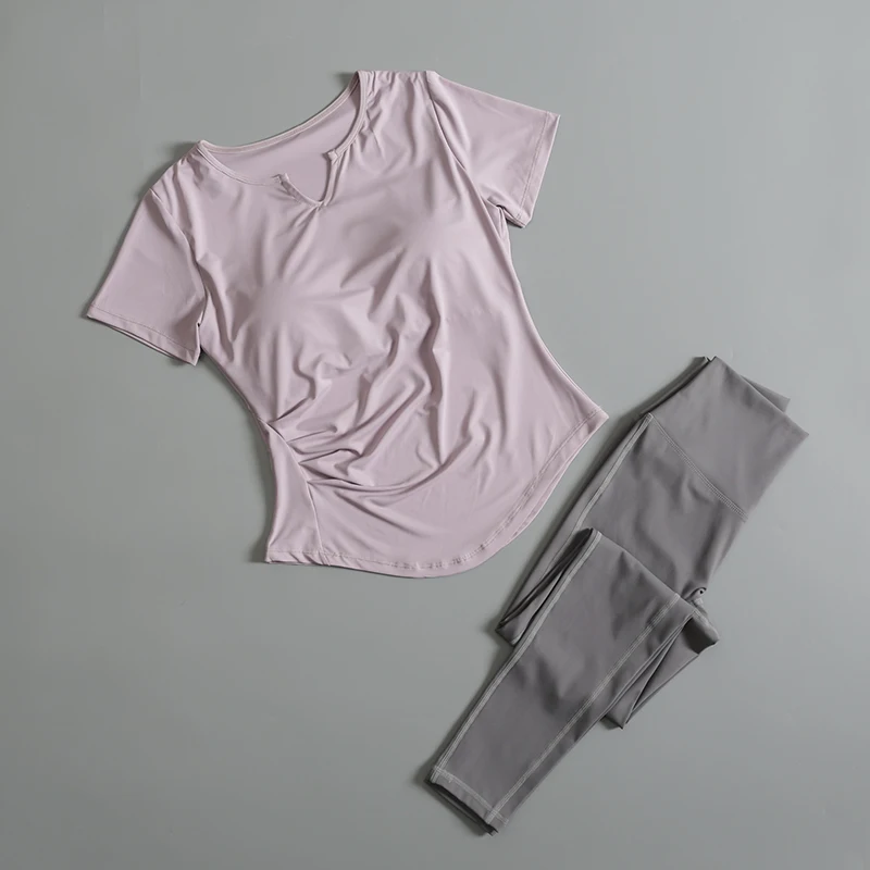 

Yoga suit with chest pad short-sleeved top T-shirt for women's fitness clothes slim quick-drying high-end morning running