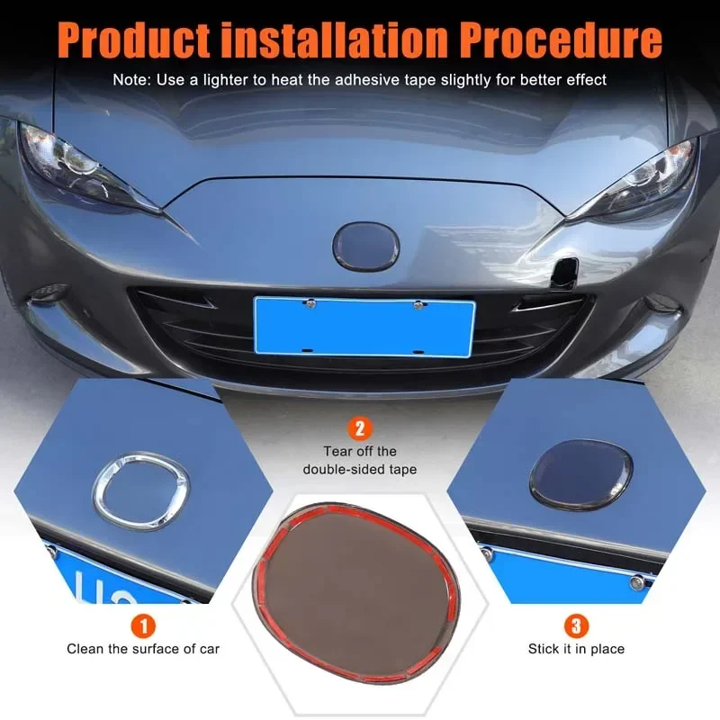 2Pcs ABS Smoked black For Mazda MX-5 ND MX5 2016-2025+ Car front and rear car logo protective cover sticker car accessories