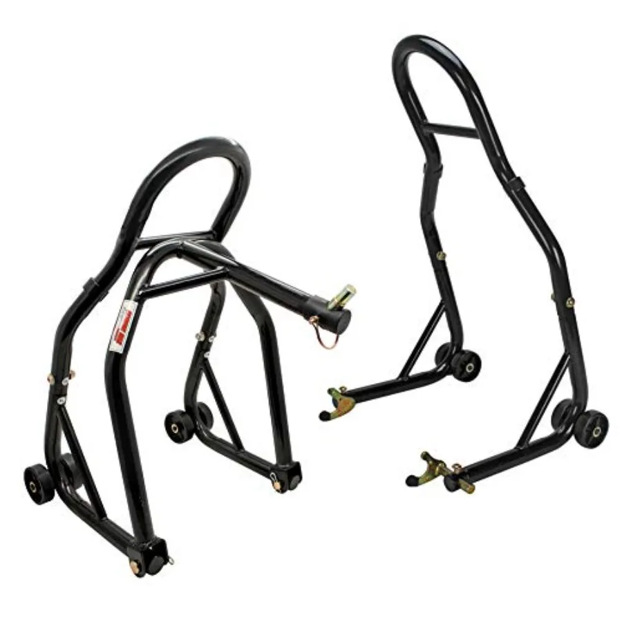 

5600.3223 Sport Bike Front Rear Spool-Style Lift Stand with Triple Tree Attachment for Motorcycle Maintenance Steel Constructio