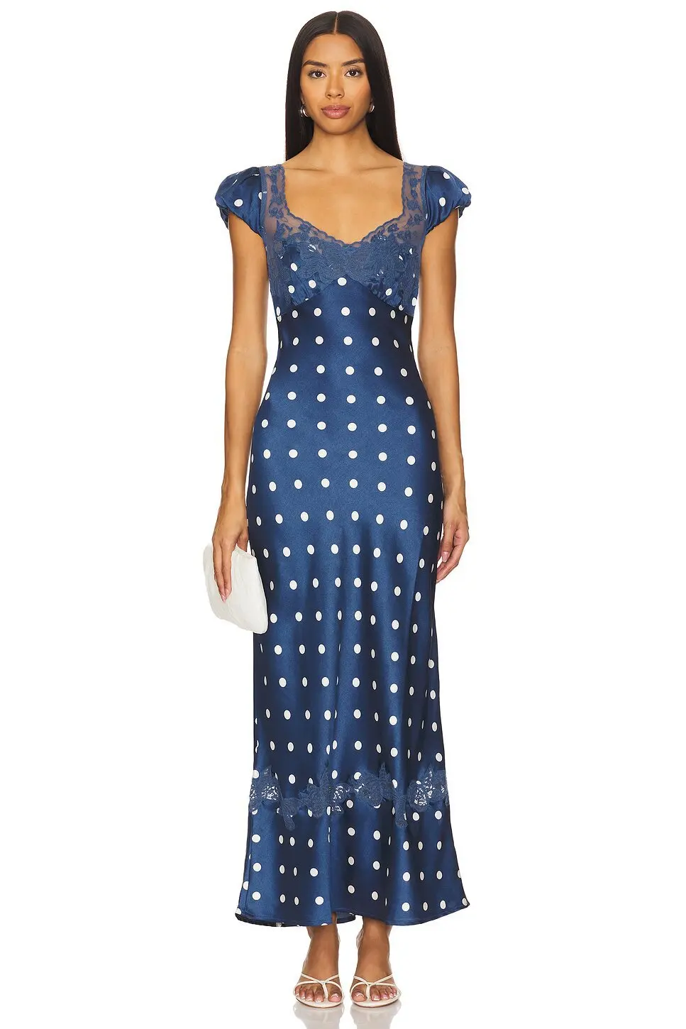 Fashionable Elegant Vintage Lace Patchwork Polka Dot Backless Maxi Dress For Women Luxurious Prom Dinner Party Wedding Guests