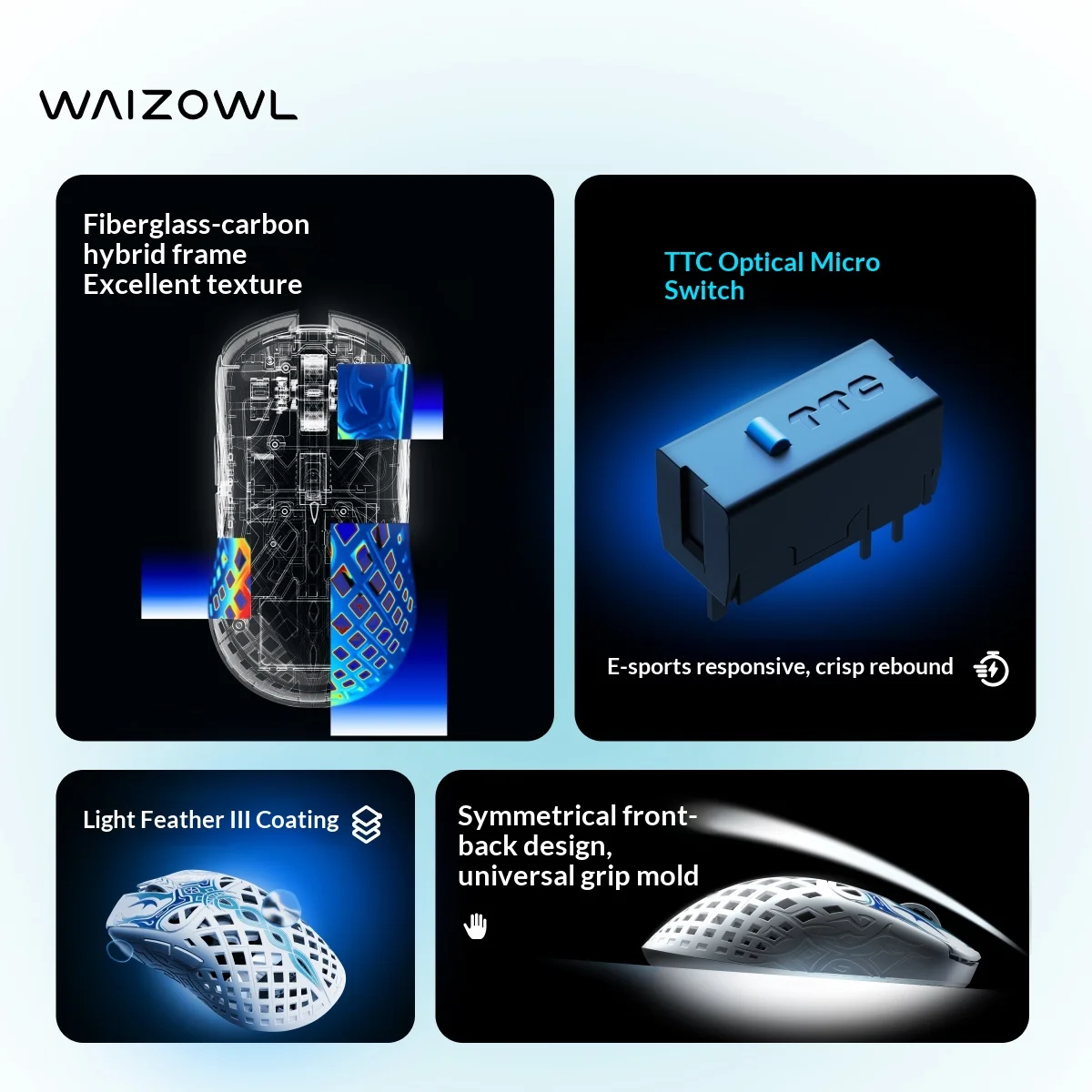 NEW Waizowl TRIAINA Wireless Gaming Mouse 49g Ultra-Lightweight Custom 3950HAWKEYE Sensor 8K TTC Optical Switch n54L15 Gift PC