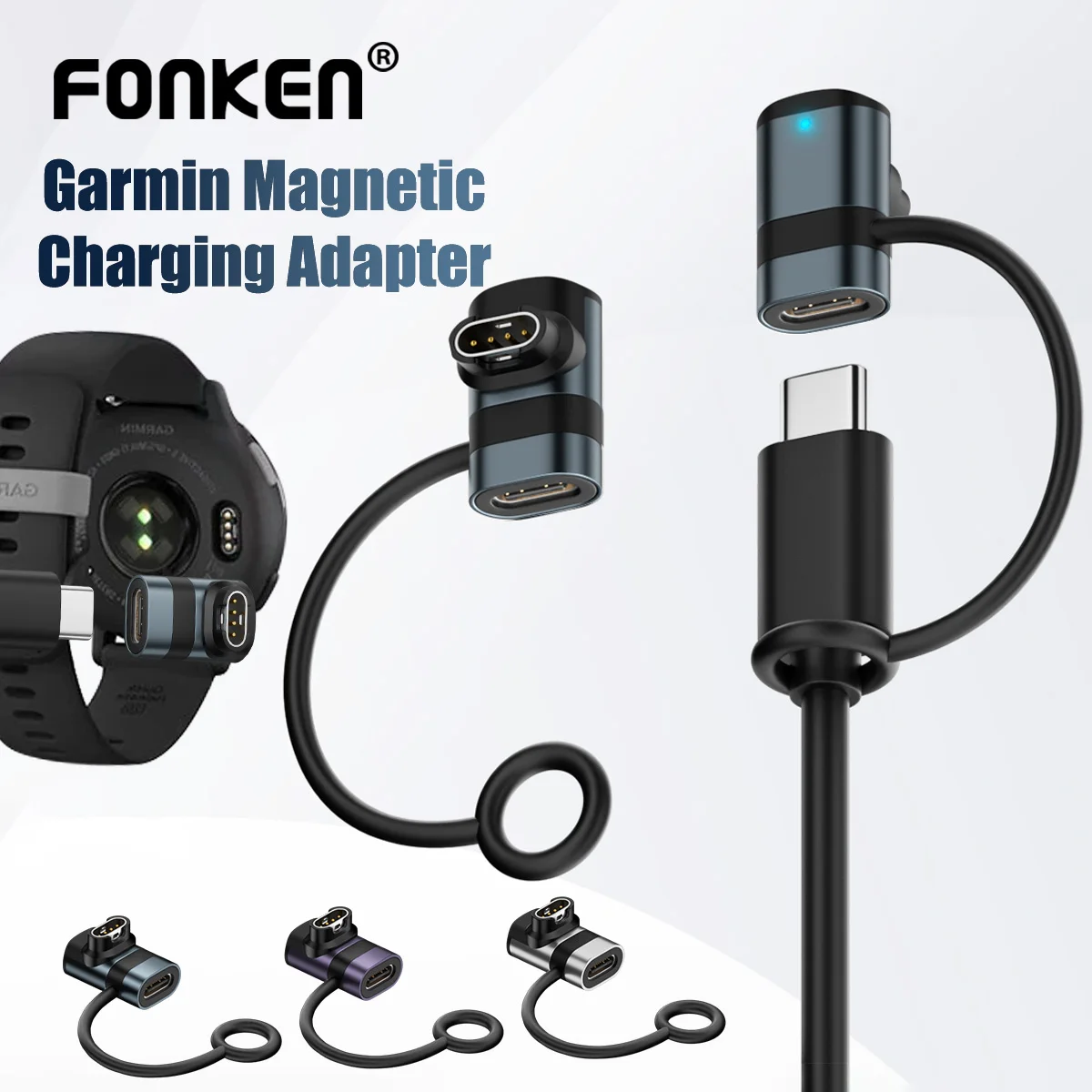 Tragbarer USB-C-auf-4-Pin-Ladeadapter für Garmin Fenix 7/6/5/7X/6X/5X/Venu 2 Plus Uhren-Ladekonverter
