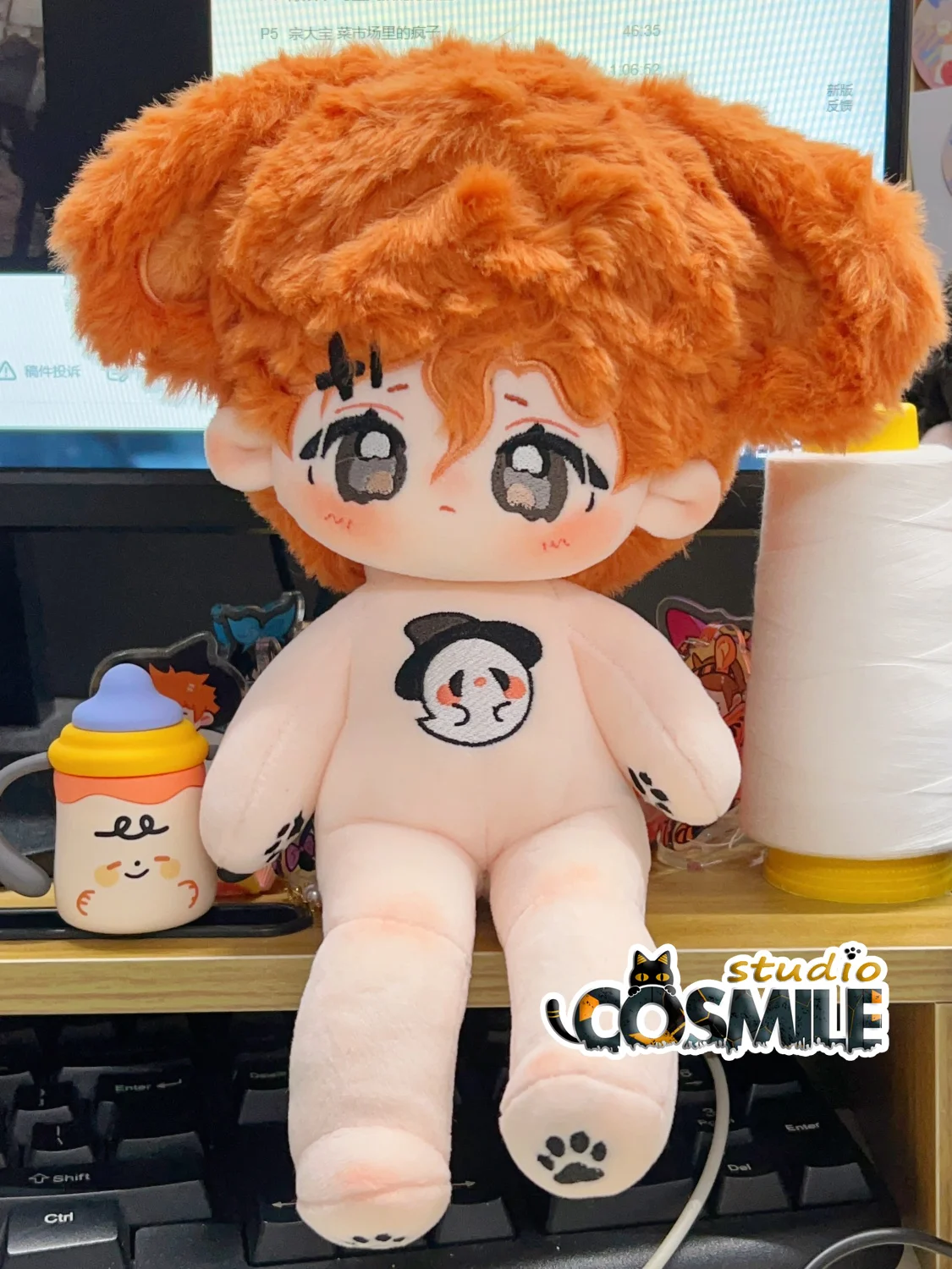 

No attributes Kpop Star Idol Girl Group Cute Kawaii Guiju Orange Hair Long Legs Stuffed Plushie Plush 25cm Doll Smile Body XM