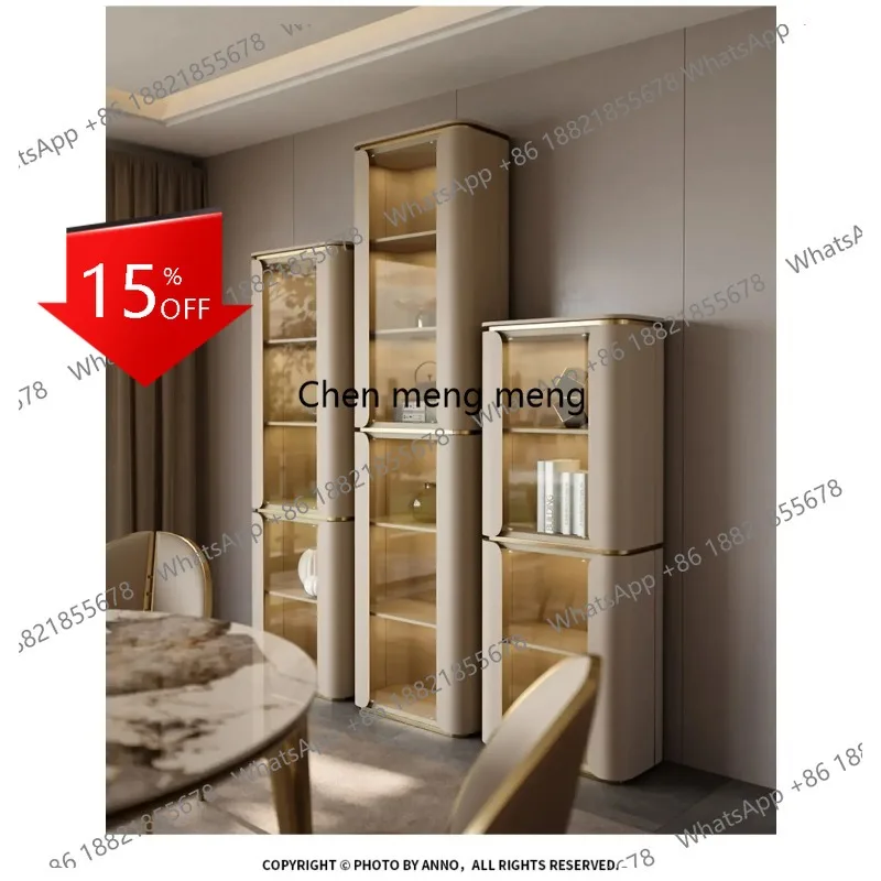 

M78 Italian Minimalist Wine Cabinet Living Room Floor Light Luxury Sideboard Cabinet Integrated Wall Display Cabinet Made of Gla