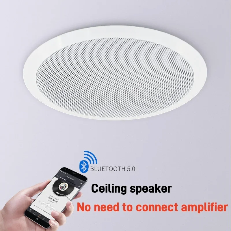 Hifi Smart BT5.0 Wireless Bluetooth Ceiling Speaker 20W Home Theater Metal Grill Ceiling System High Quality Frameless Audio