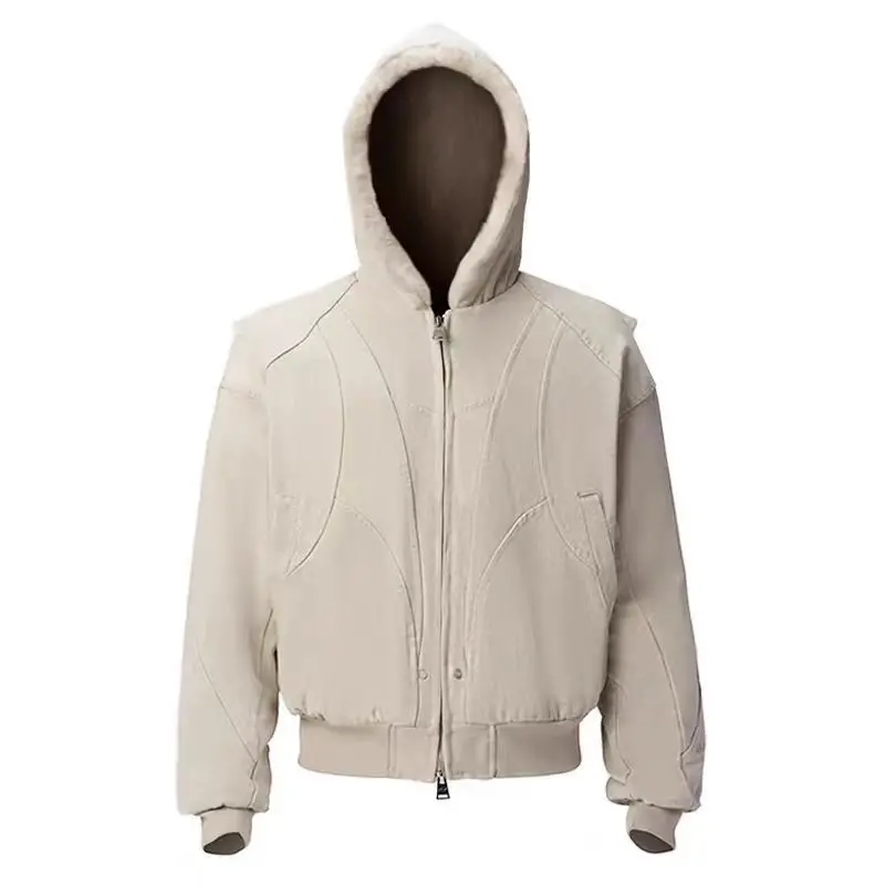 HKSH Autumn Winter New Men's Vintage Washed Thick Patchwork Solid Hooded Sweatshirt Trendy Fashion Cotton Padded Jackets HK14129