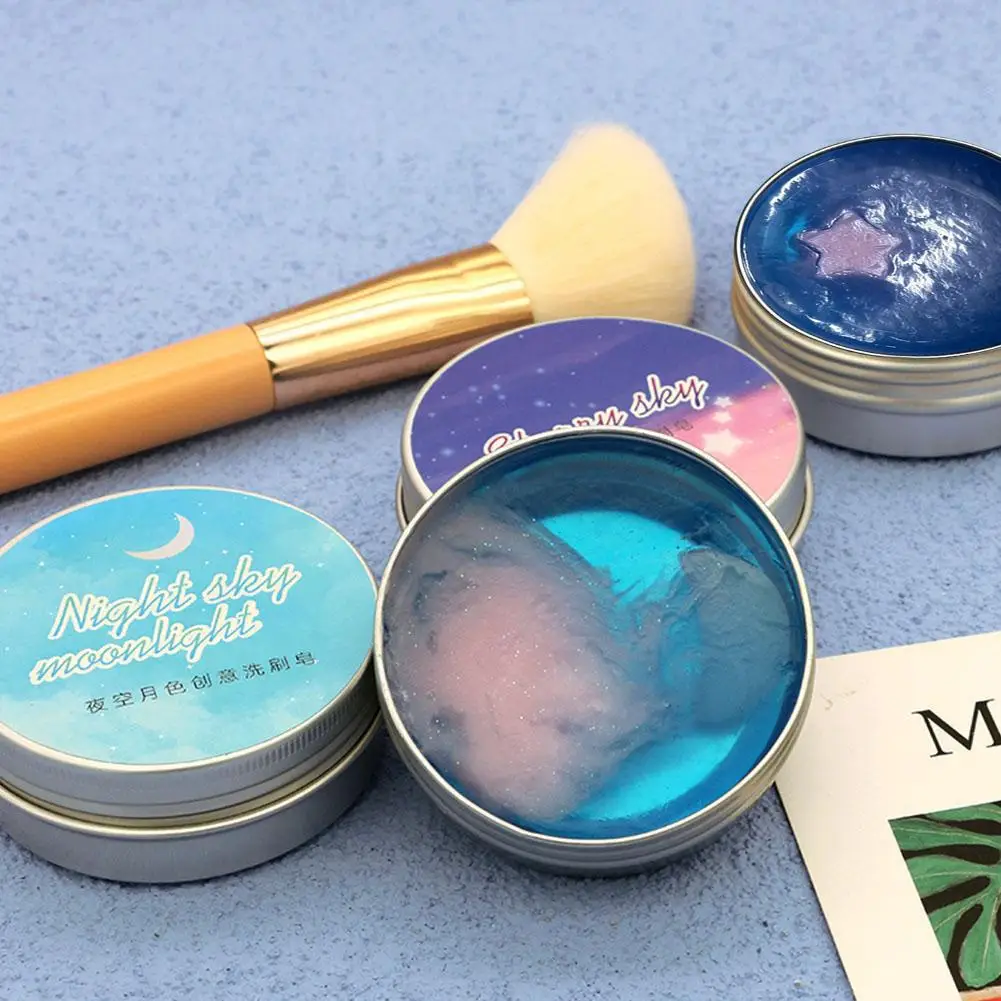 Sabonete de Limpeza Multiuso para Pincéis de Maquiagem e Esponjas de Beleza - Sabonete Bolha Estrelada de Pêssego Oolong para Limpeza Profunda