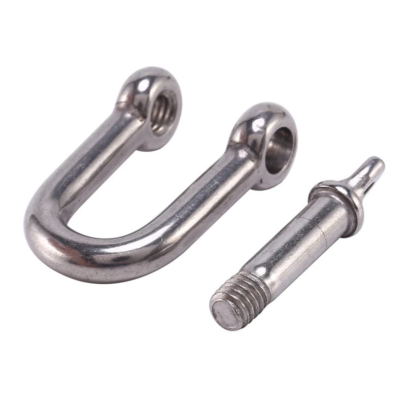 5Pcs M6x38mm Straight D-Shackle, Short, Stainless Steel AISI 316