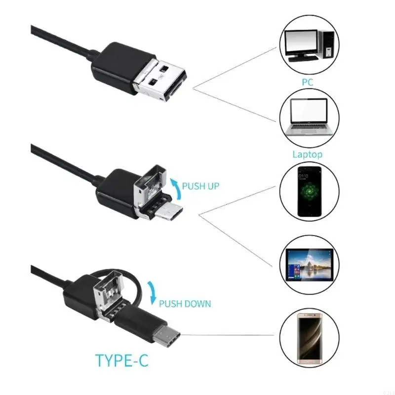 

6 HED USB 3 в 1 змея эндоскопа Borescope Inspection Camera для компьютера