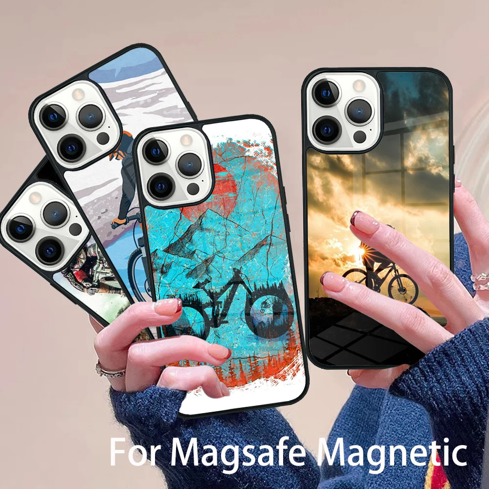 

Ride Mountain Bike Bicycle Phone Case Magesafe Magnetic Wireless Charge Cover For IPhone 16 11 12 13 14 15 Pro Max Plus Mini