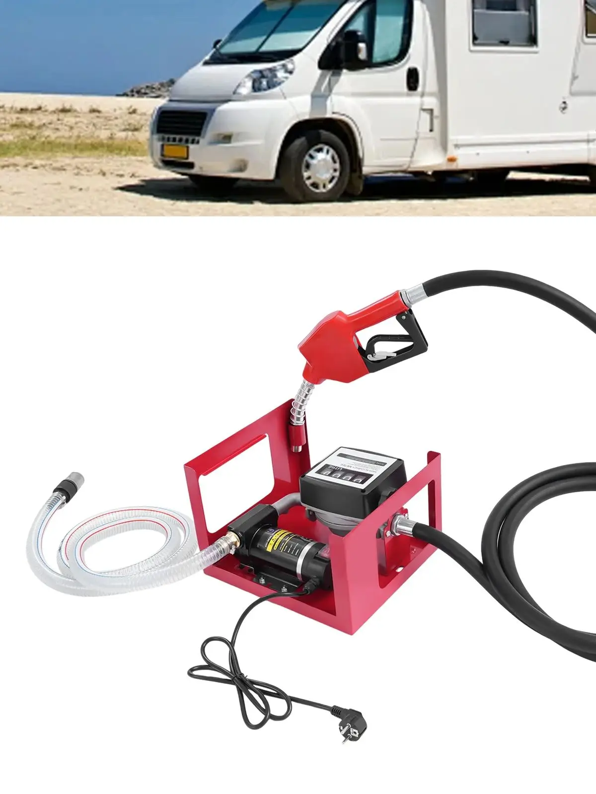 Dieseloverdrachtpomp met hoog debietssnelheid, 12V / 230V 45 / 50 / 60L / Min dieselstookoliepomp, verstelbare zelfaanzuigende elektrische oliepompset - afbeelding 2