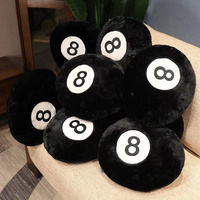 8 Ball Throw Pillow 35cm Billiard Ball Throw Pillow Cushion Soft Plush Cushion for Home and Pool Table Decoration JAF188