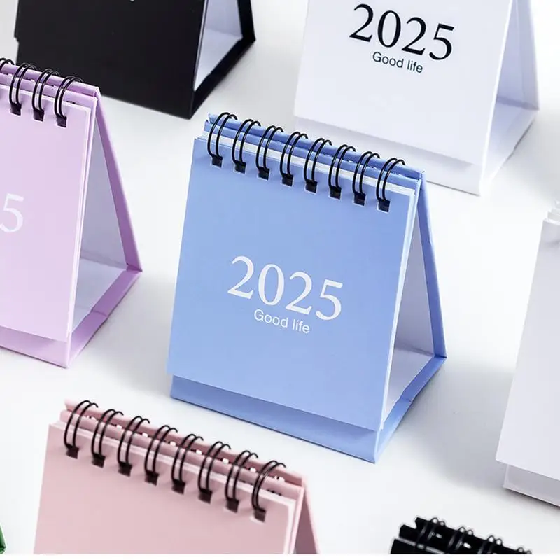 Small Desktop Calendar 2025 Mini simple small desk calendar Double-Sided Standing Flipping Calendar Desktop Decoration