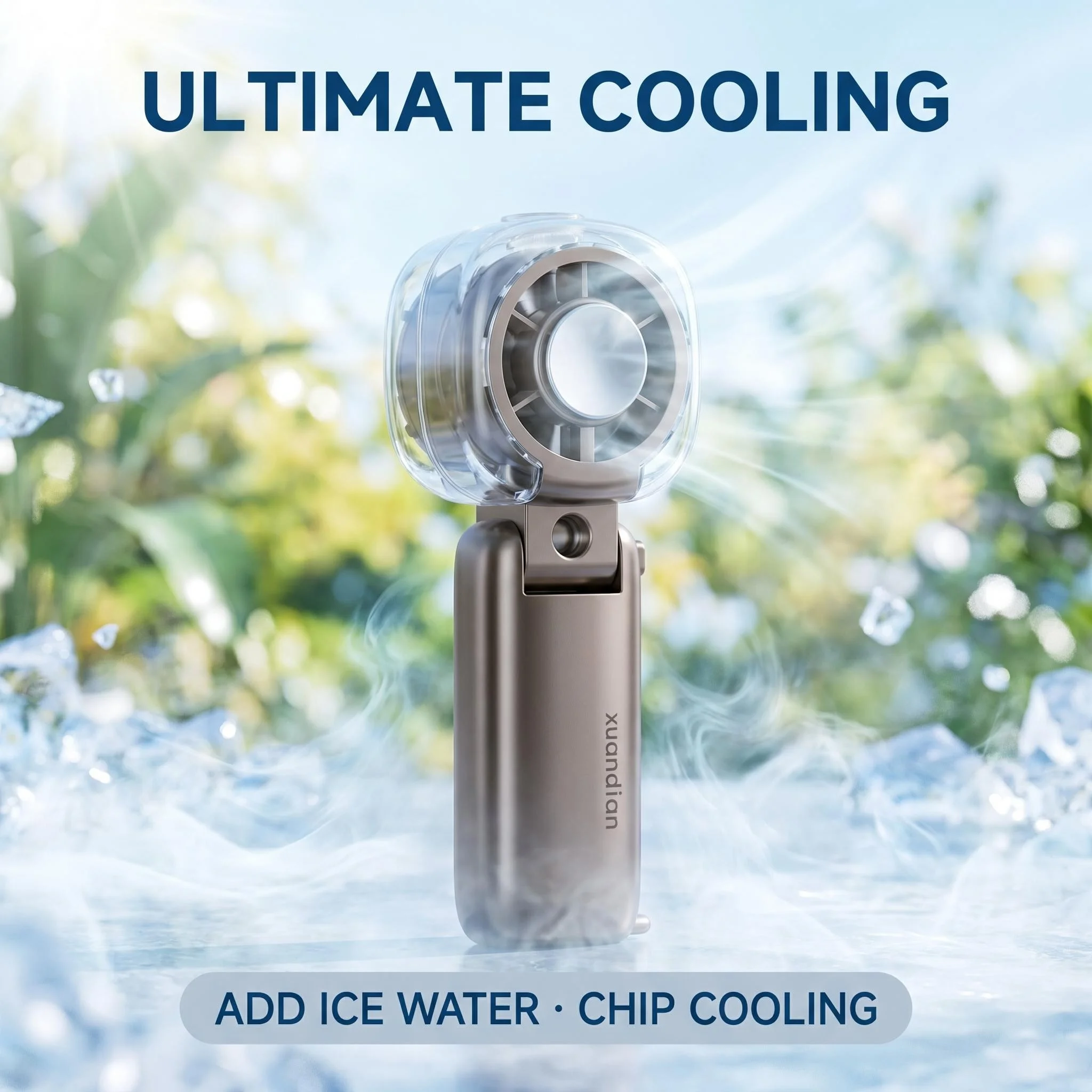 Ventilateur portable électrique à brumisation de glace pour le refroidissement, capable d'ajouter de l'eau glacée et d'offrir un débit d'air élevé, ventilateur d'extérieur pour l'été