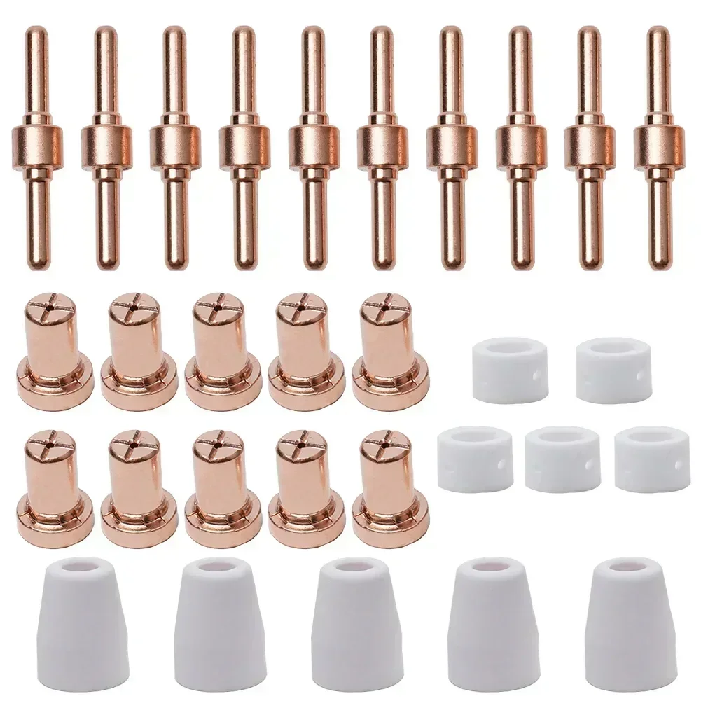 

Plasma Cutter High Quality Red Copper Nozzles And Electrodes With Ceramic Shield Cups For Accurate Plasma Cutting