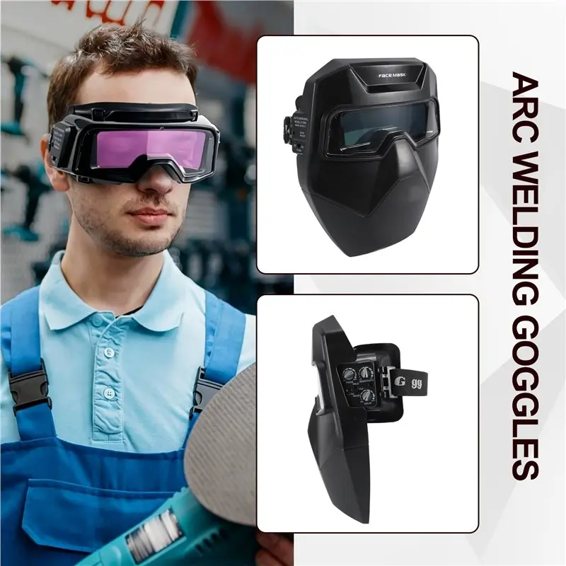 ABUH-Auto Darkening Welding Goggles, Wide Rang Shade 4/5-9/9-13, Welding Glasses With Welder Mask And 10 Replacement Lenses