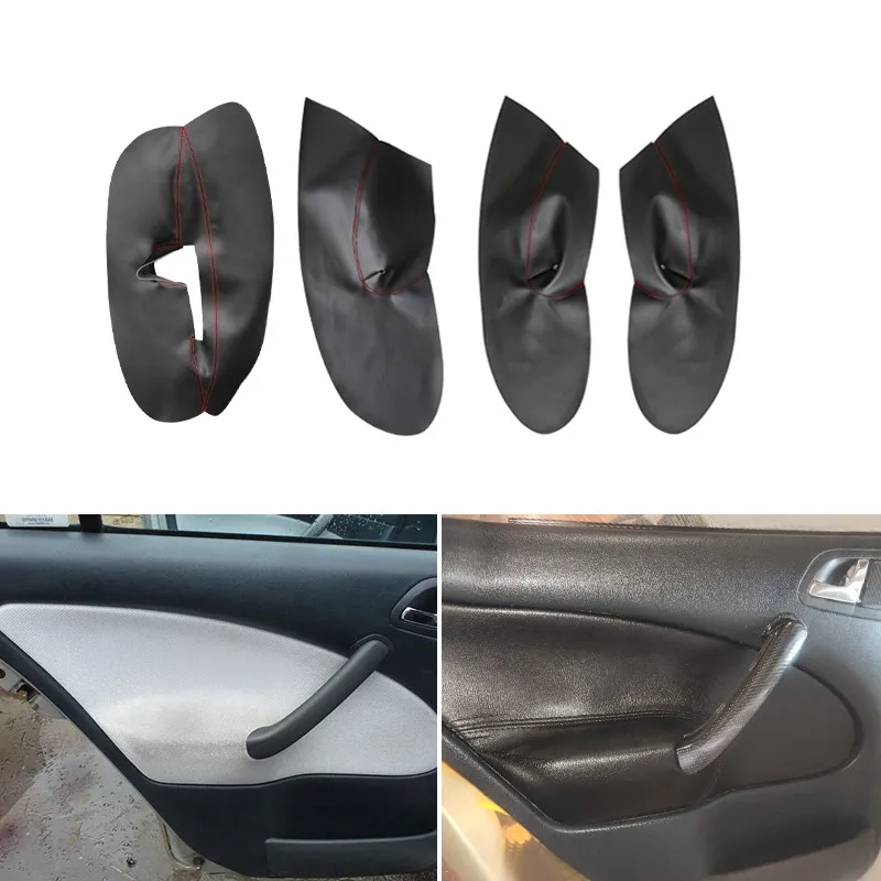 4pcs For Skoda Octavia A4 MK1 1998 1999 2000 2001 2002 2003 2004 2005 2006 Car Door Armrest Panel Cover Microfiber Leather Trim
