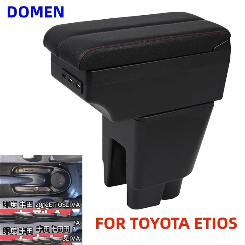 For TOYOTA ETIOS Armrest box Interior Parts Car Central  Content With Retractable Cup Hole Large Space Dual Layer USB DOMEN