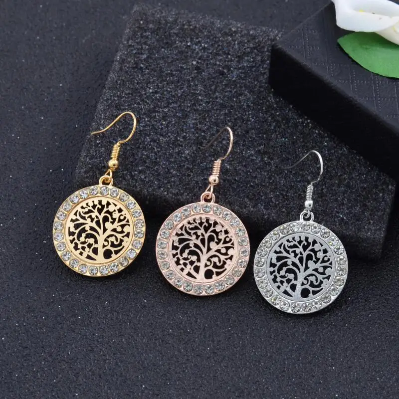 Classic Fashion Income Round Cutout Tree of Life Earrings Women's Anniversary Party Birthday Gift Personality Jewelry for Girls