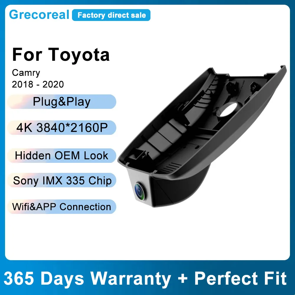 

Grecoreal Car Dash Camera for Toyota Camry XV70 XV 70 2020 2019 2018 Dual Dashcam Dash Cam 2K 4K Wifi Front Rear Car DVR