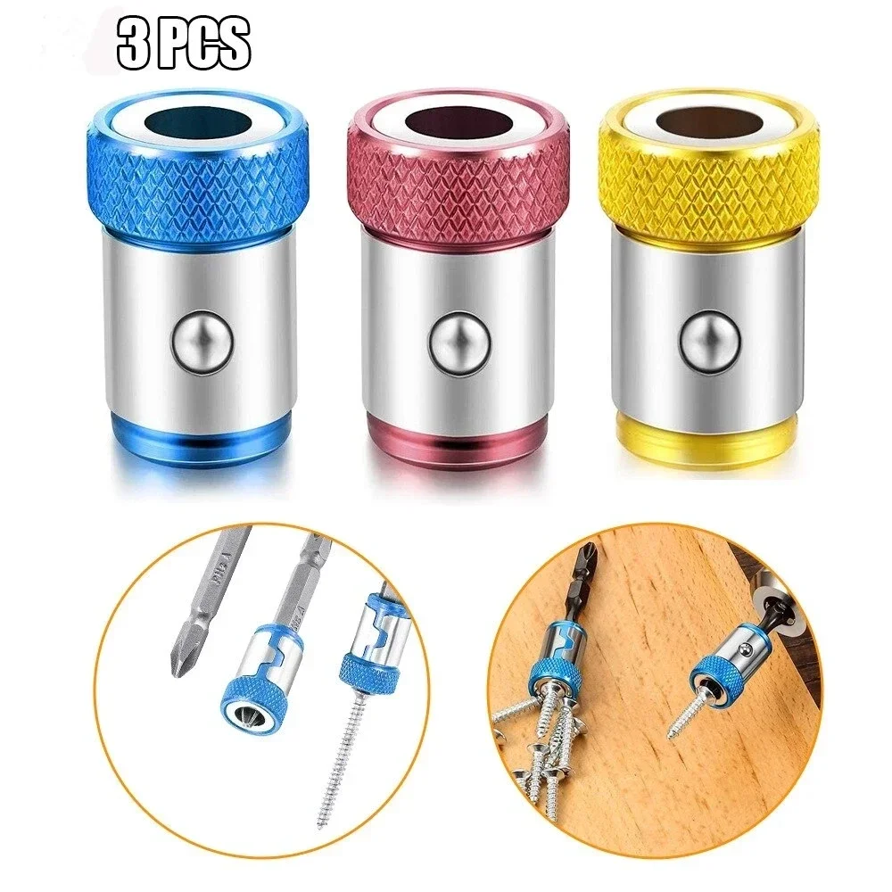 3pcs Magnetic Bit Holderanti-corrosive Magnet Alloy Electric Magnetic Ring Screwdriver Bit Holder For Phillips Drill Tools