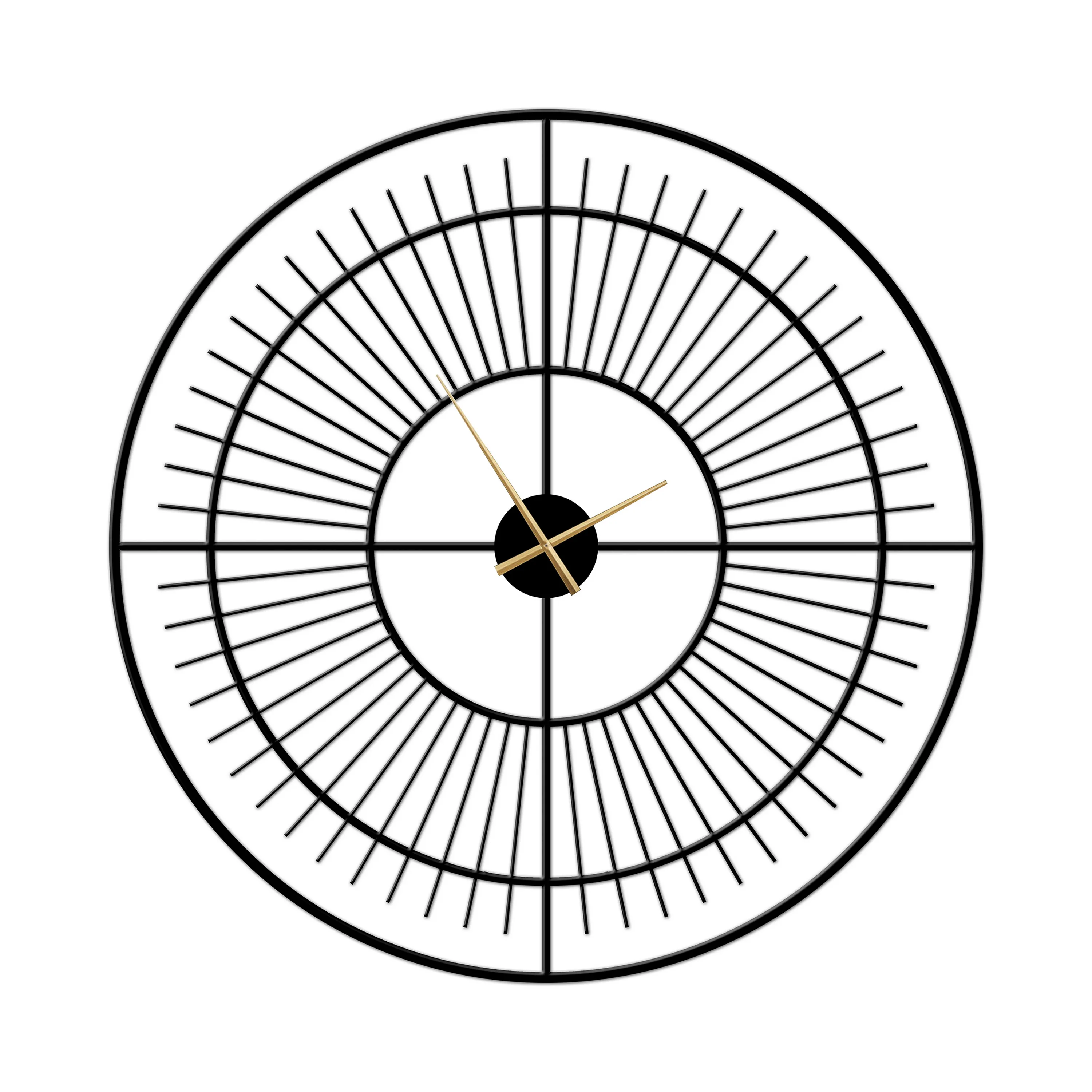 &c 60*60*4.5CM Modern Simplistic Black Single Iron Circle Clock Movement Home Decoration Luxury Wall Clock for Bedroom