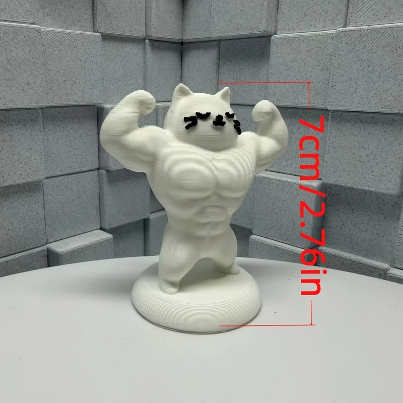 Muscle Fitness Cat Figurine, Small Statue Ornament, Mini Decorative Sculpture for Desk Home Decoration