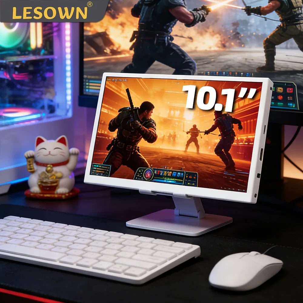 

LESOWN Portable Monitor 10.1 Inch 1024x600 IPS LCD Mini Display Secondary Screen Auxiliary Monitor for Laptop PC Mac PS5 Gaming