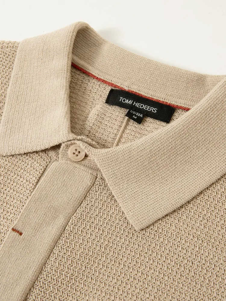 

Knitted Linen Shirt Men's Breathable Hollow out Short Sleeve Summer High End Comfortable Light Weight