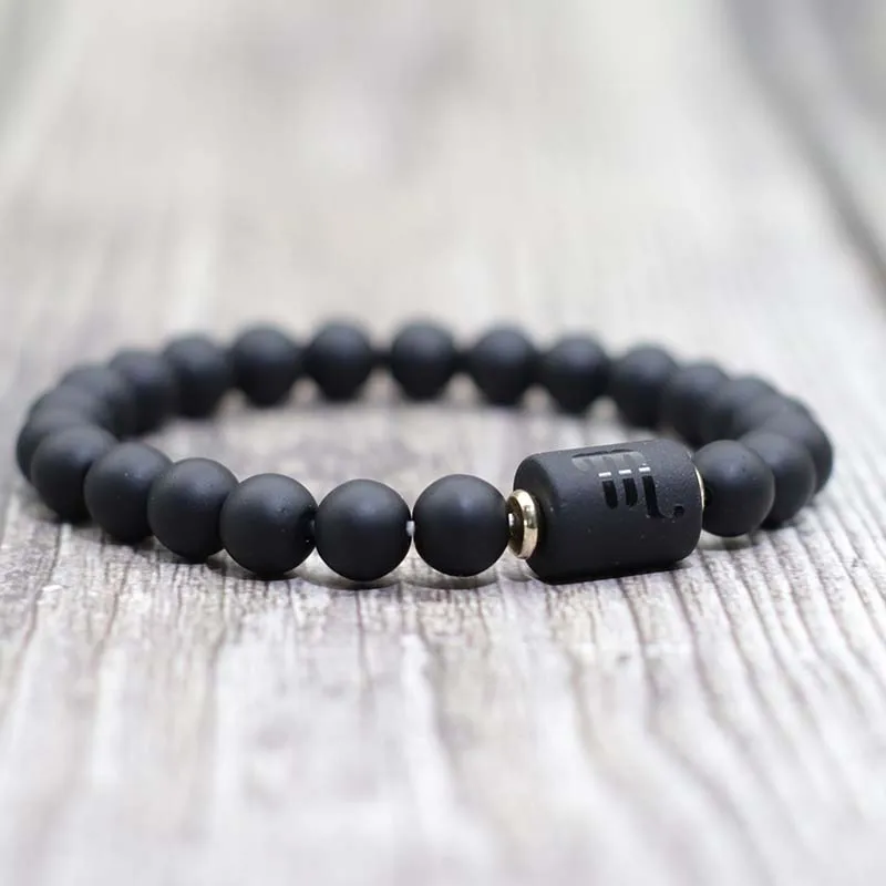 زودياك علامات كوكبة زوجين سوار ، العذراء الميزان مطرز سوار ، التأمل اليوغا ، حجر الجزع ، عشاق هدية