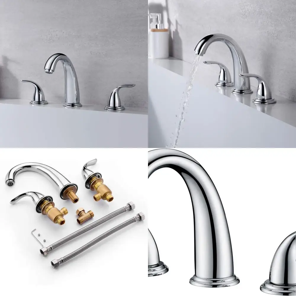 

2-Handle Roman Tub Faucet with Chrome Finish, High-Flow Widespread Valve
