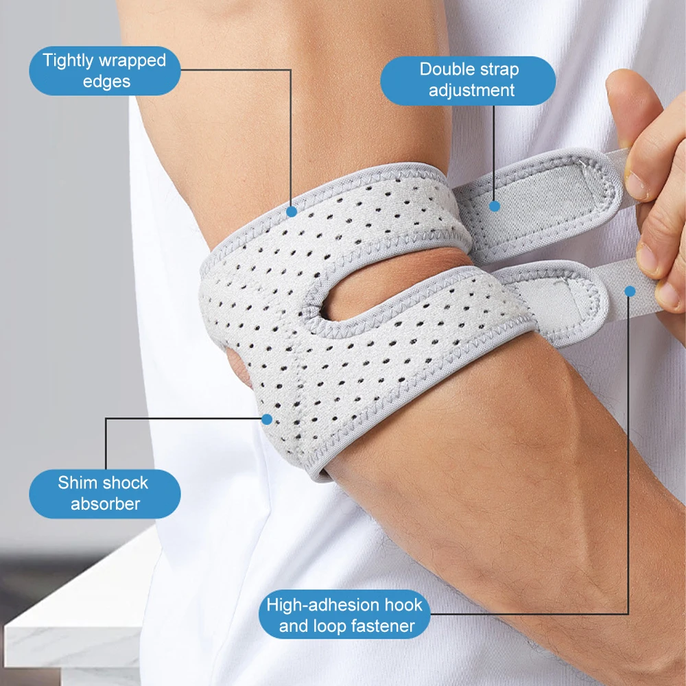 1 قطعة دعامة المرفق القابلة للتعديل لصالة الألعاب الرياضية ورفع الأثقال والتنس ، غلاف دعم الذراع من النيوبرين المسامي لتخفيف آلام المفاصل والتعافي
