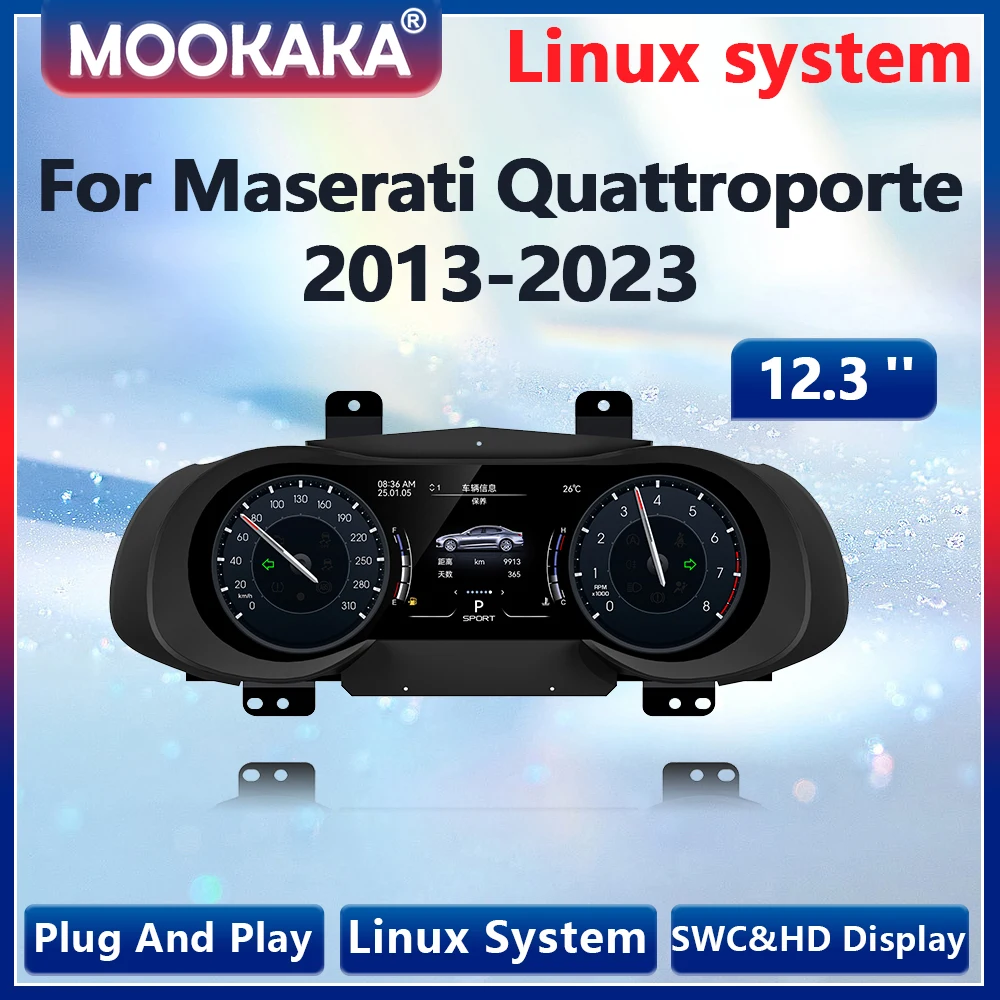 

For Maserati Quattroporte 2013 2014 2015-2023 Car Digital Cluster 12.3 Inch LCD Dashboard Virtual Cockpit Instrument Speedometer