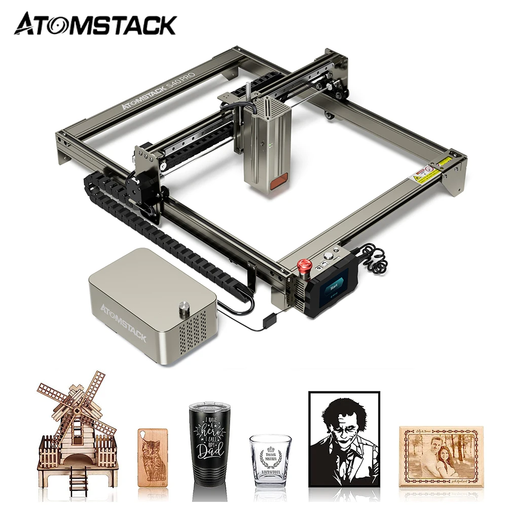 ATOMSTACK S40 Pro Laser Power 40W CNC Laser Engraving and Cutting Machine 400x400mmEngravingWorking Area  Metal Engraving