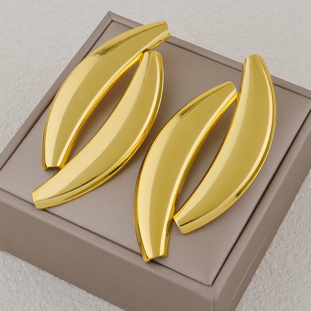 

Dubai Moon Shape Necklace & Earrings Set Gold Color for Women African Party Wedding Gift jewellery woman accessories