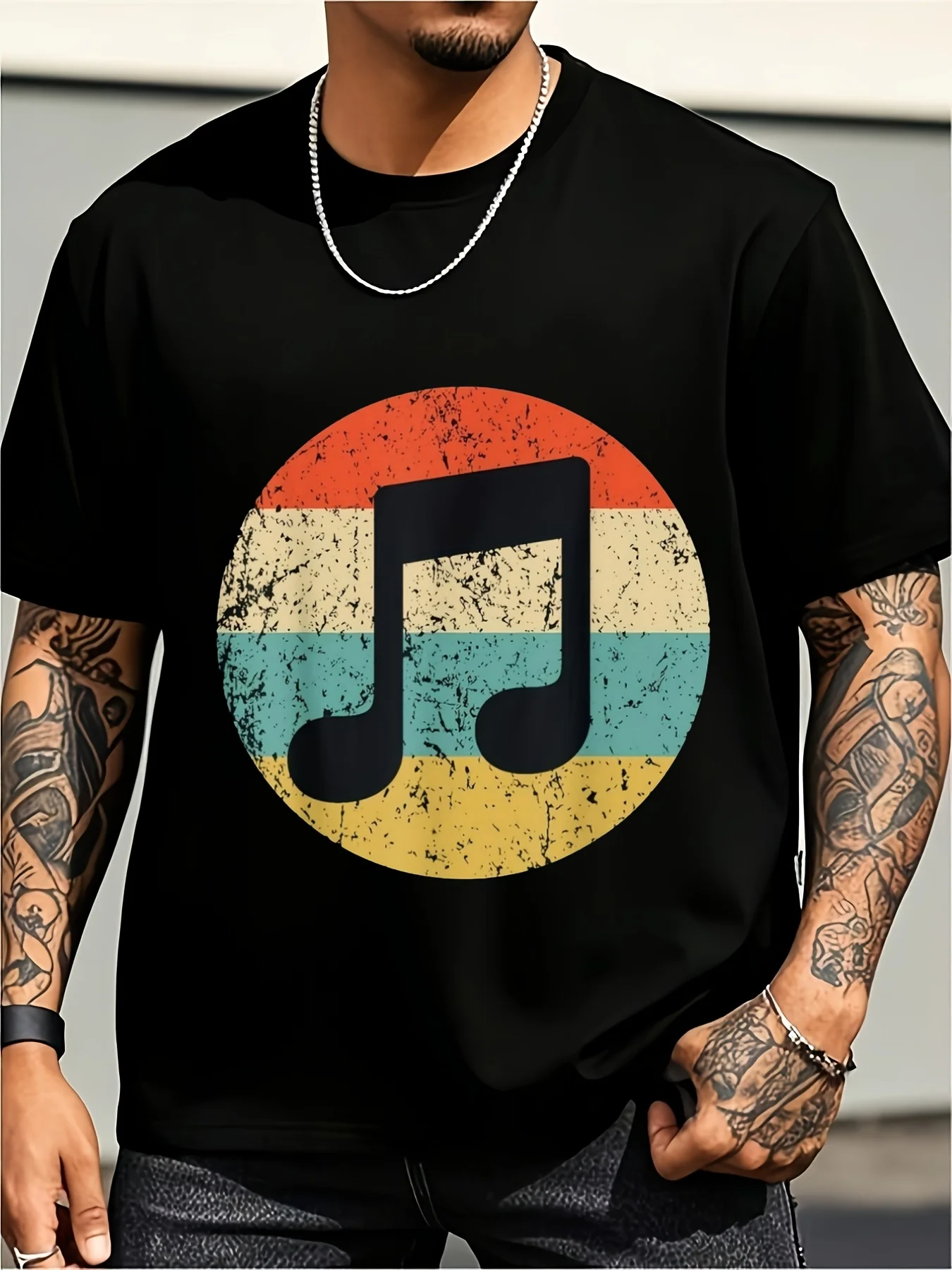 Vintage Musician Graphic T-Shirt, Summer Unisex Short-Sleeve Printed T-Shirt, Plus-Size Casual Round-Neck Printed T-Shirt