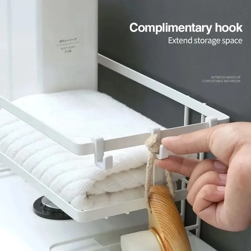 No Drill Wall Mounted Shelf for Bathroom, Above Over Toilet Rack, Storage Shelf, Aluminum Shower Organizer, Bath Accessories