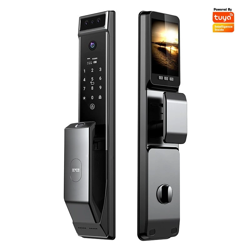 3D Facial Recognition Cat Eye Fingerprint Password Electronic Lock Household Wooden Door Anti-theft Smart Lock