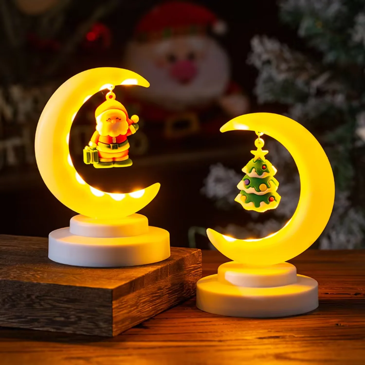 Christmas Decorations Kindergarten Christmas  Showcase Desktop Decoration Santa Claus Gift Moon Night Light