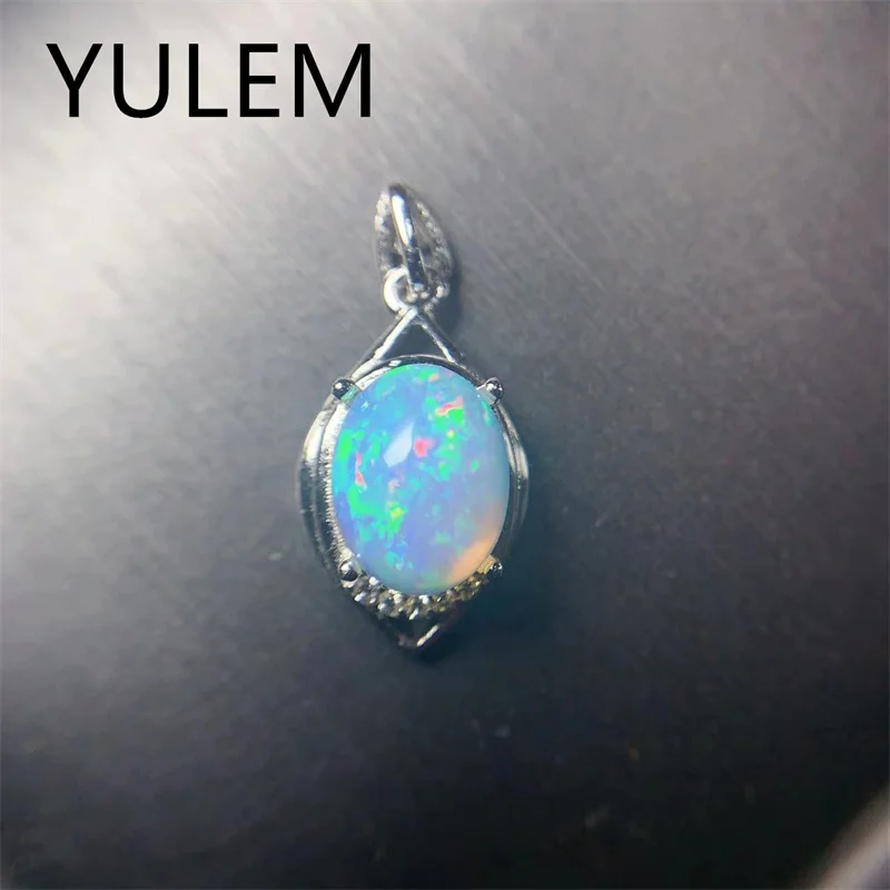 Fashion Silver Opal Pendant with Opal Gemstones 7mm*9mm 100% Natural Opal Pendant Solid 925 Silver Opal Jewelry