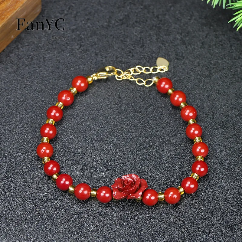 Natural Cinnabar Purple Gold Sand Love Bracelet Women's Crystal Inlaid Flower Bracelet Exquisite Fashion Holiday Gift