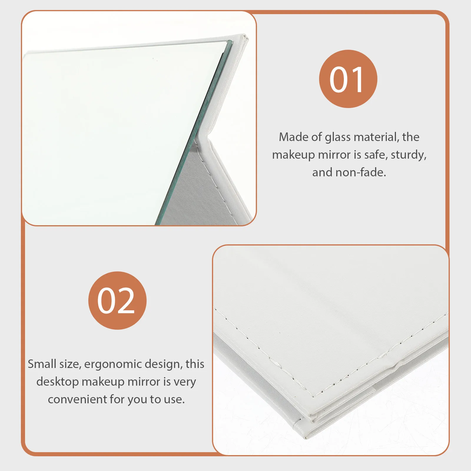 مرآة صغيرة من Alipis للسفر المكتبي، مرآة تجميل محمولة قابلة للطي من الزجاج باللون الأبيض المضاء على سطح الطاولة #5