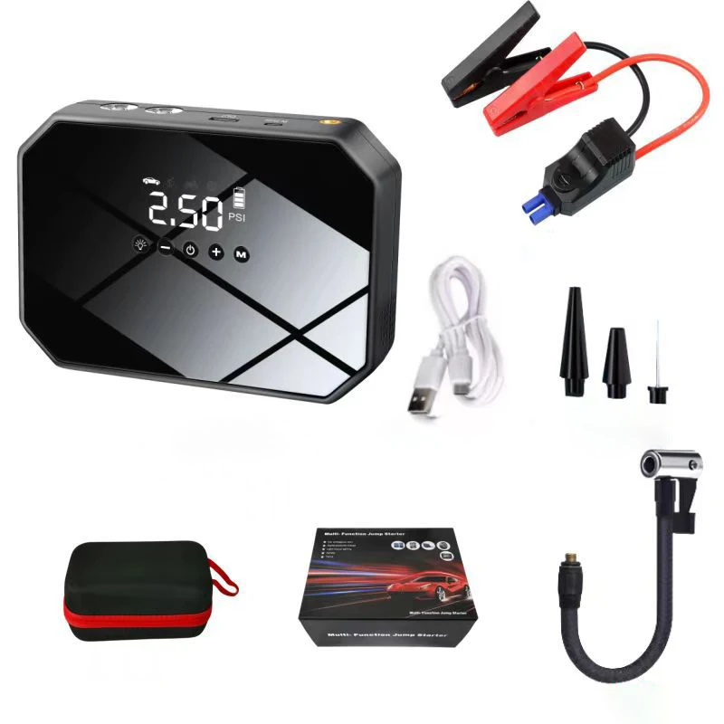 Car Jump Starter Air Pump Power Bank Lighting Portable Air Compressor 4 In 1 Cars Battery Starters Starting Auto Tyre Inflator