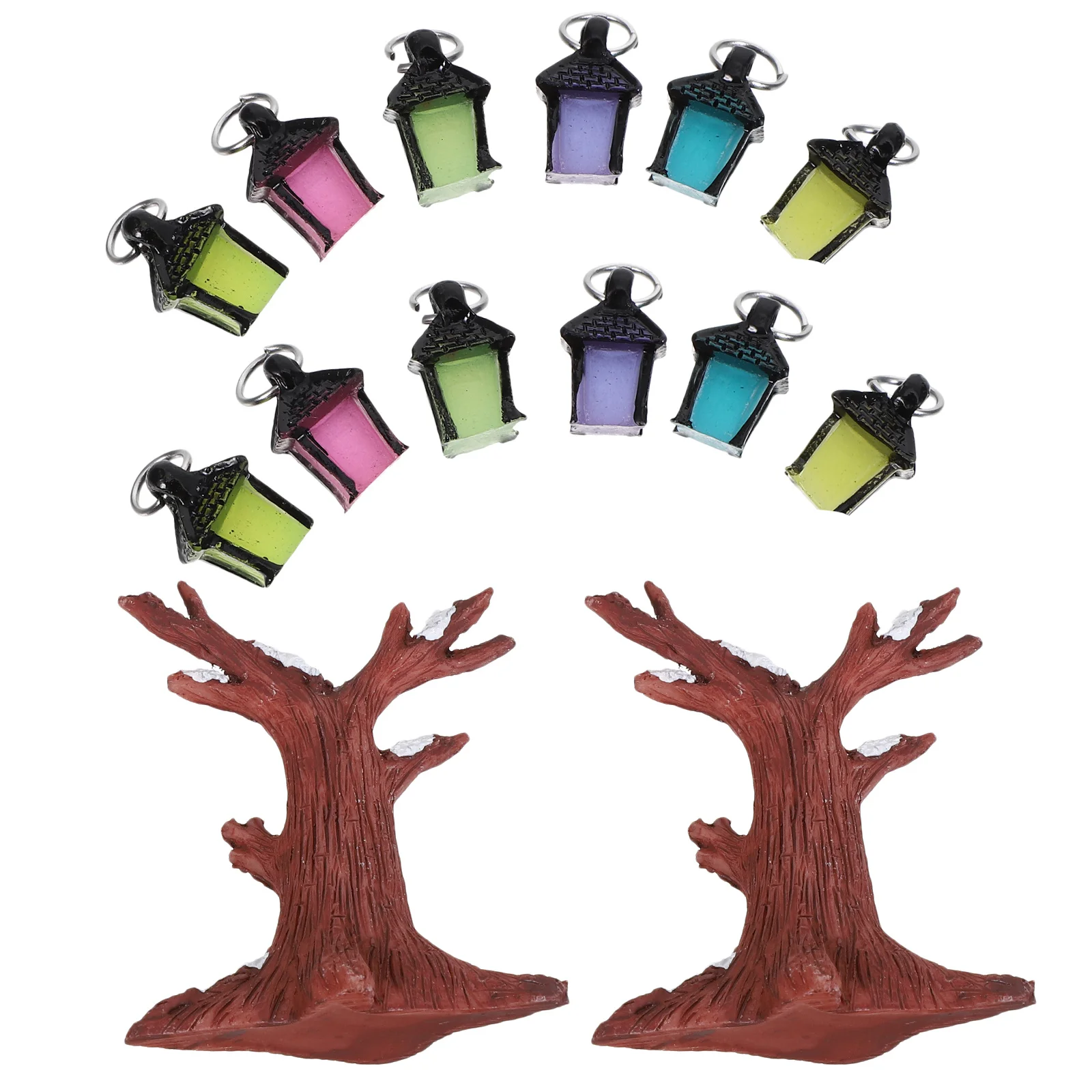 

20Pcs Lights - Luminous Resin Tree Decor for Fairy Garden Dollhouse Diorama Sand Table DIY Setup Nighttime Landscape