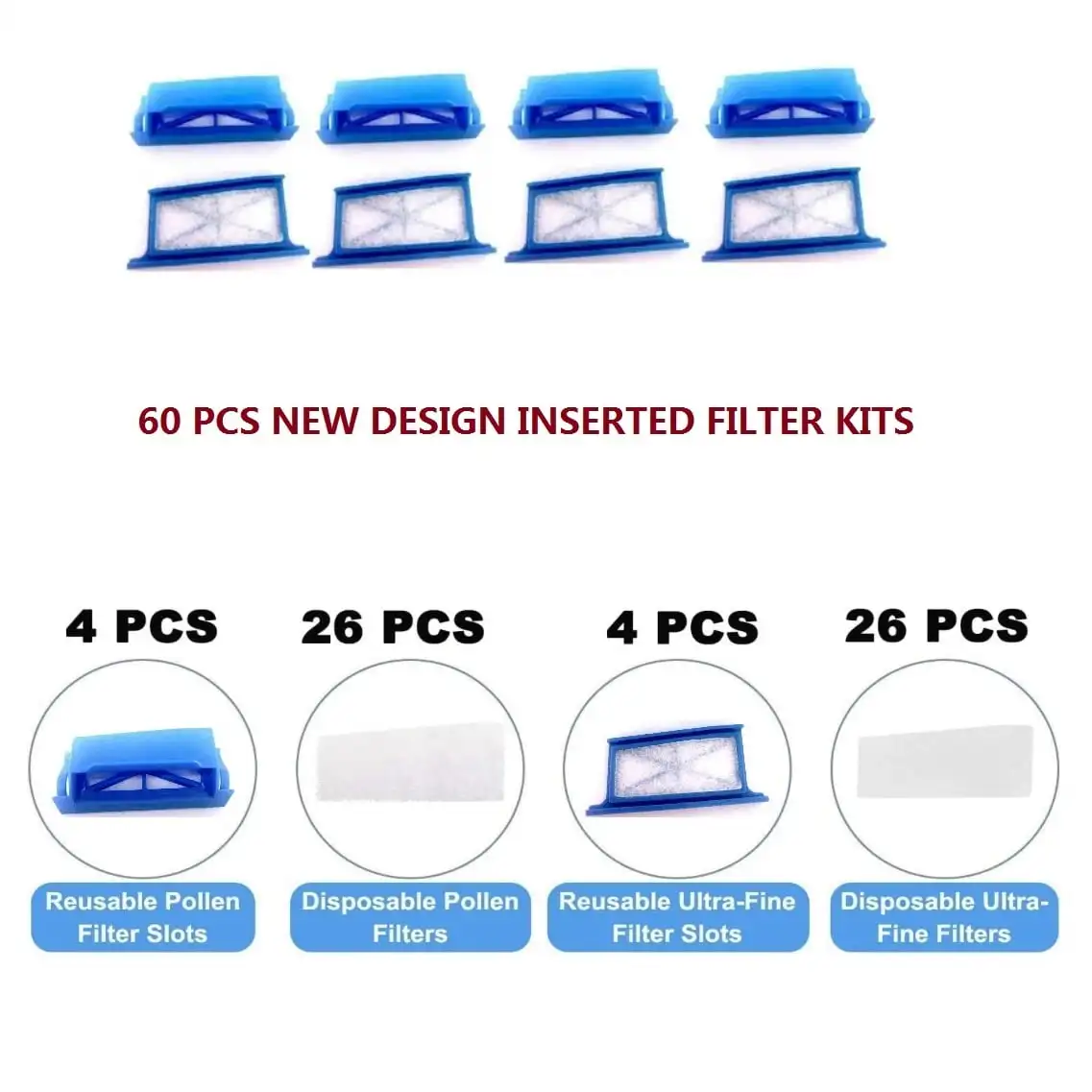 

Cpap Filter Kit Compatible with Philips Respironics Dreamstation with 4 Standard Filters and 60 Pollen Filters