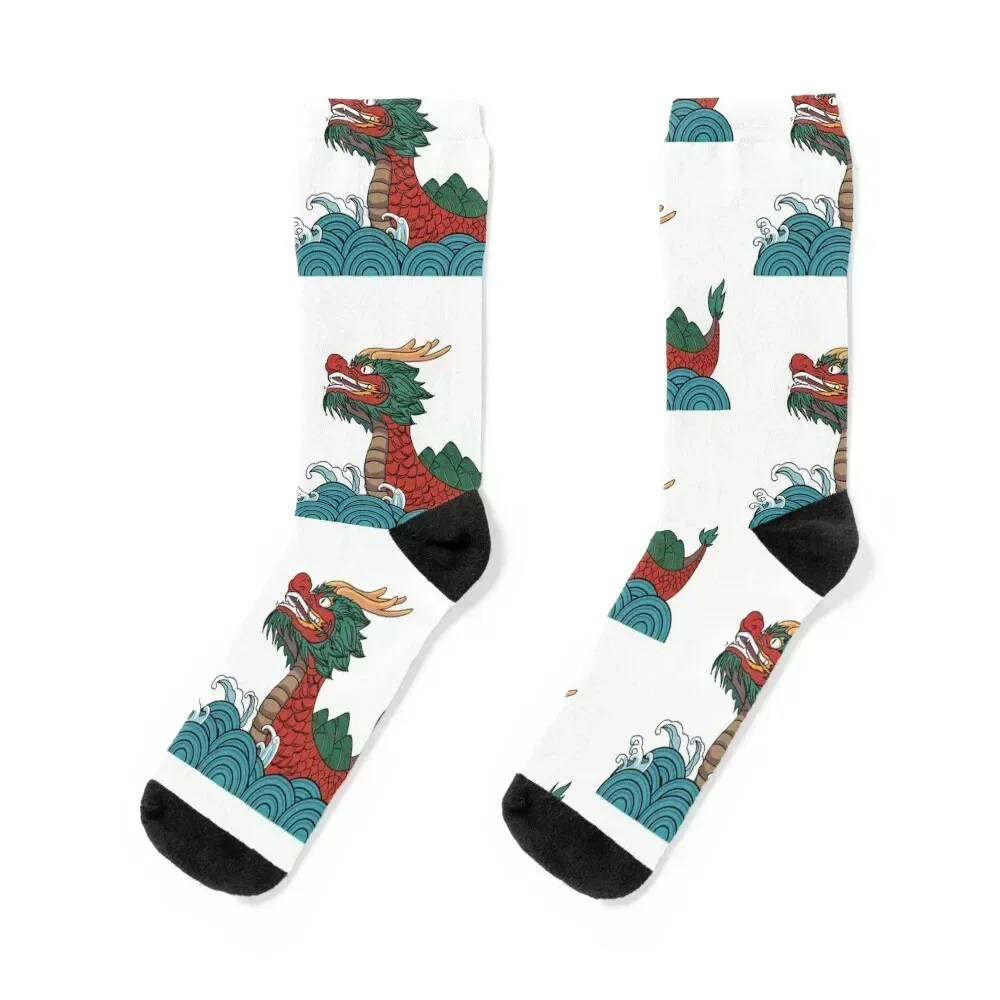 

Dragon Boat Festival Dragon Boat Zongzi Spray Socks funny gift Stockings compression Socks Woman Men's