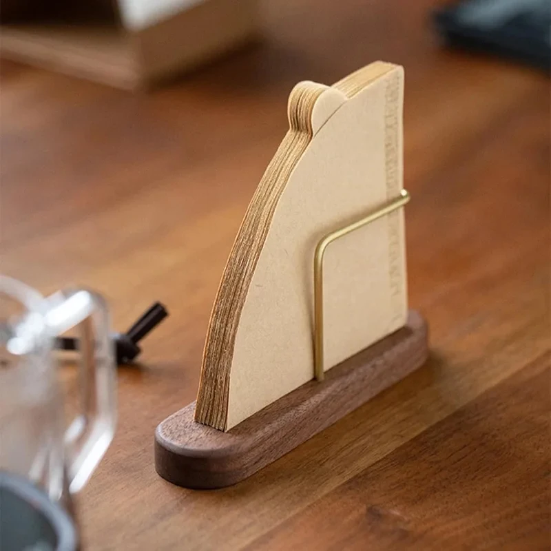 Suporte para filtro de café, suporte para armazenamento de papel de café, recipiente para filtros de café em papel V60, cor nogueira